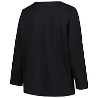 Women's Profile Black Iowa Hawkeyes Plus Arch Over Logo Scoop Neck Long Sleeve T-Shirt