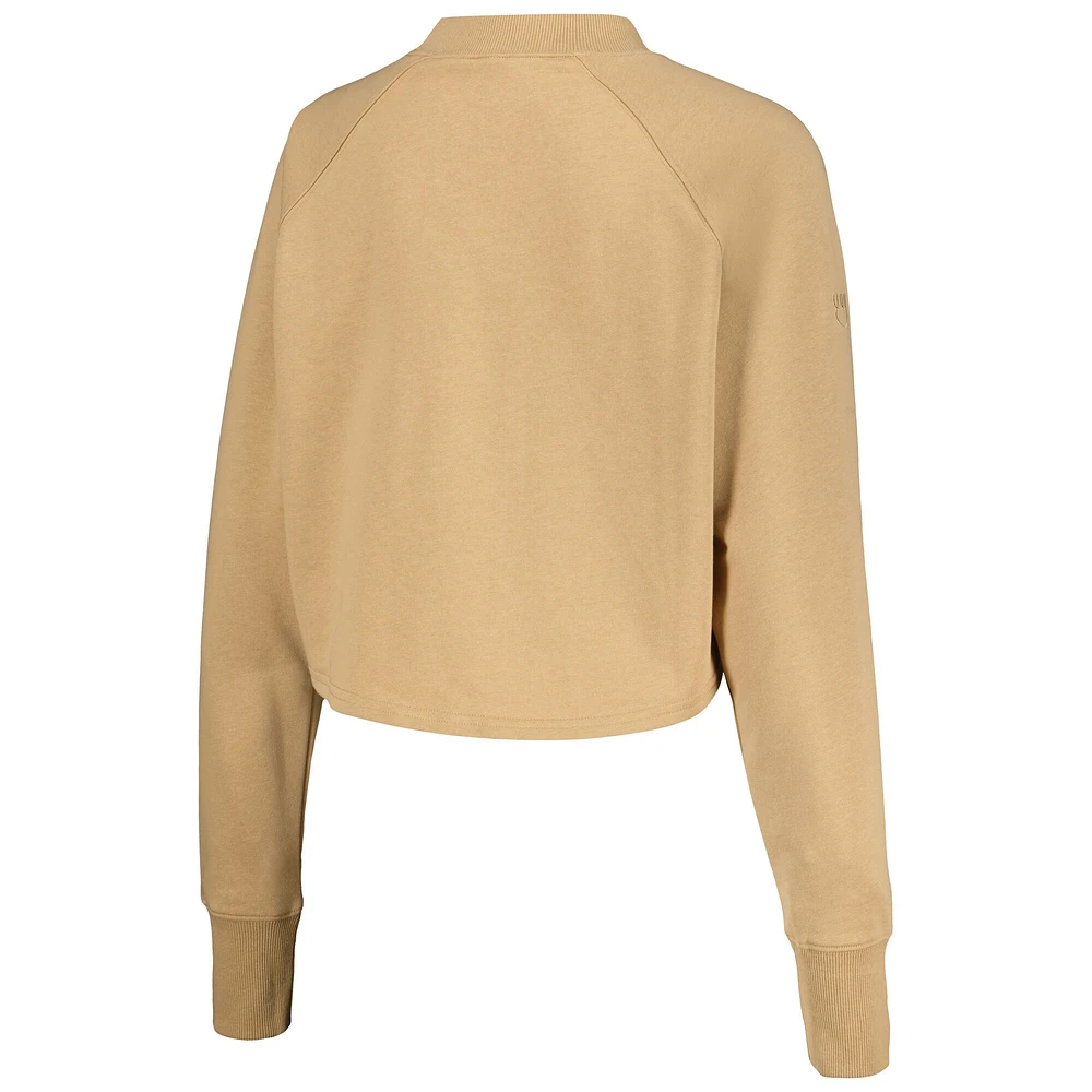 Women's Tan Iowa Hawkeyes Raglan Cropped Sweatshirt & Sweatpants Set