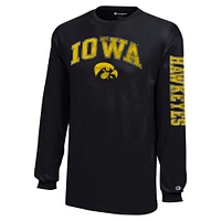Youth Champion Black Iowa Hawkeyes Distressed Arch Over Logo Long Sleeve T-Shirt