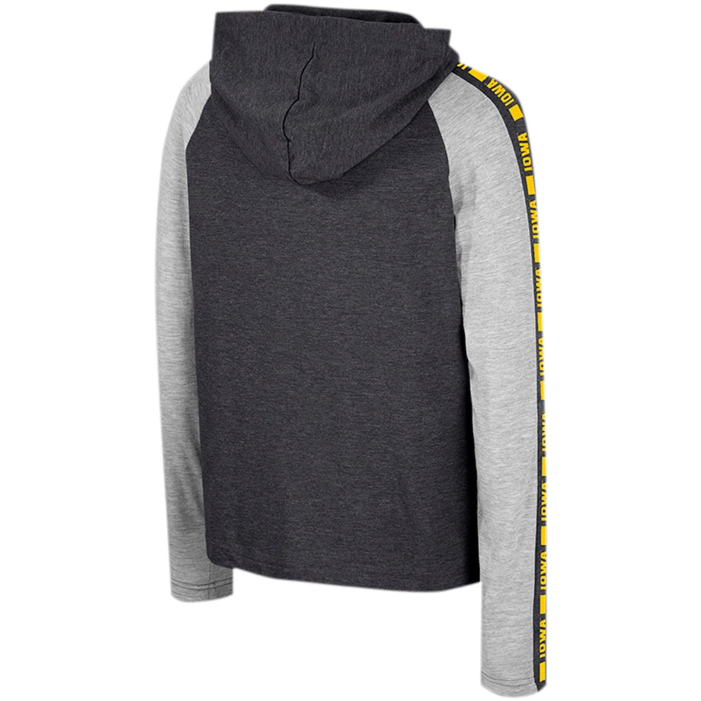 Youth Colosseum Black Iowa Hawkeyes Ned Raglan Long Sleeve Hooded T-Shirt