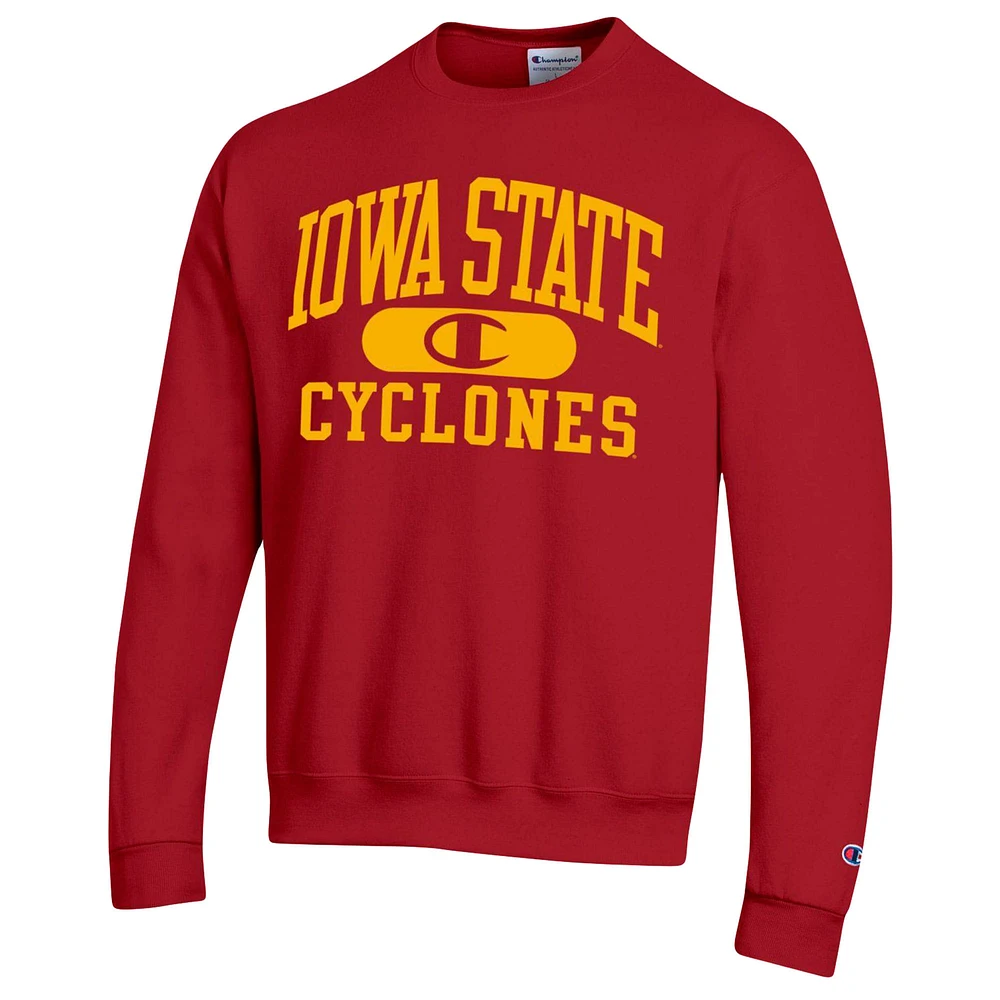 Men's Champion Cardinal Iowa State Cyclones Arch Pill Sweatshirt