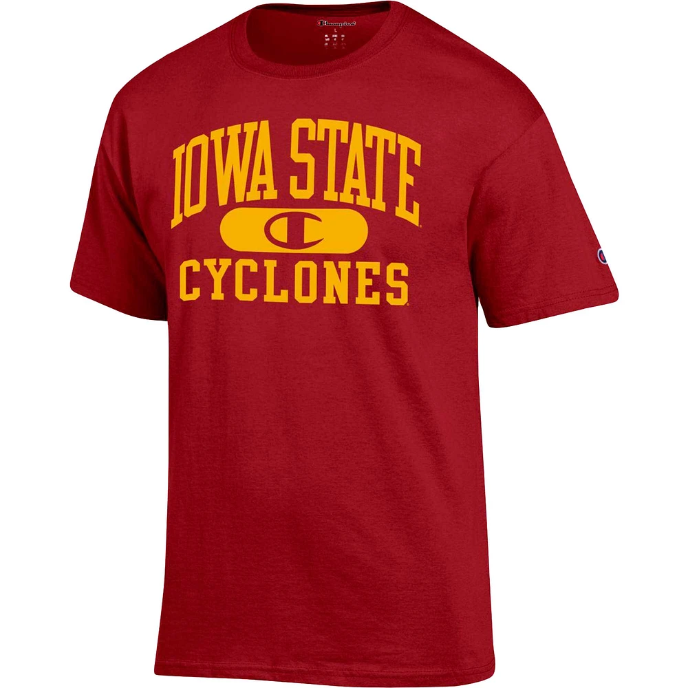 Men's Champion Cardinal Iowa State Cyclones Arch Pill T-Shirt