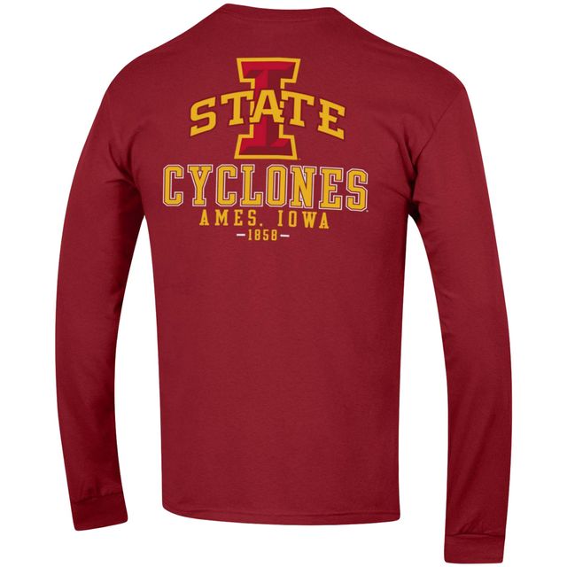 Champion Cardinal Iowa State Cyclones Team Stack T-shirt à manches longues pour homme