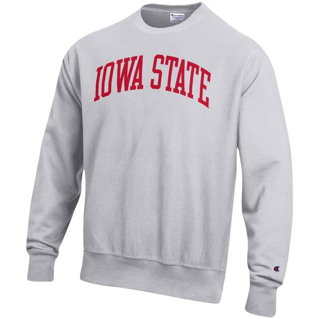 Sweat-shirt Champion à tissage inversé Iowa State Cyclones Arch pour homme gris chiné