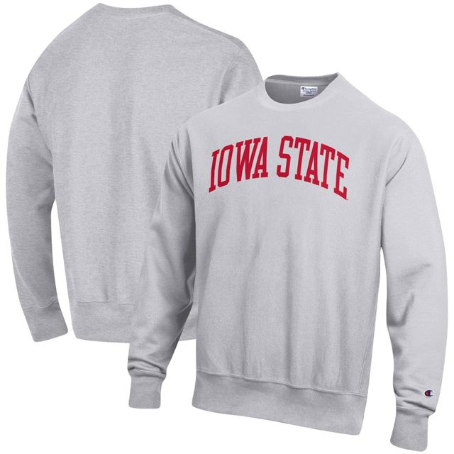 Sweat-shirt Champion à tissage inversé Iowa State Cyclones Arch pour homme gris chiné