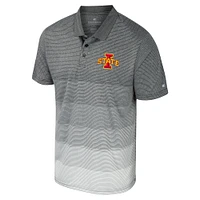 Men's Colosseum Gray Iowa State Cyclones Striped Mesh Polo