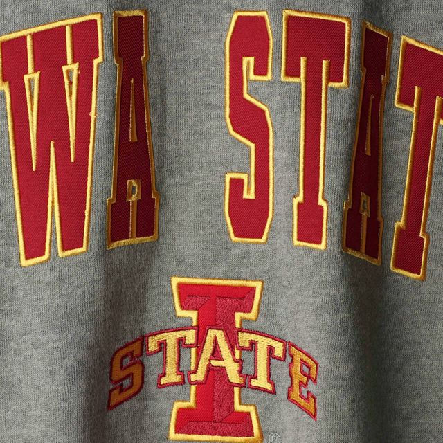 Colosseum Heather Grey Sweat-shirt à col rond avec arc et logo Iowa State Cyclones pour homme