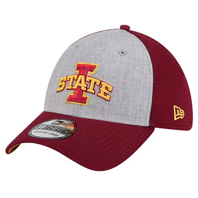 Casquette flexible bicolore 39THIRTY Flex New Era pour hommes, gris chiné/Cardinal Iowa State Cyclones