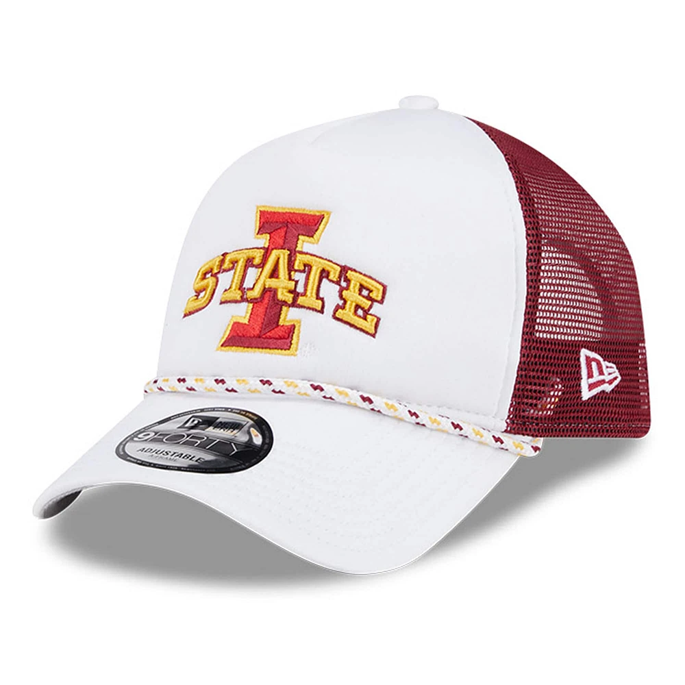 Casquette de camionneur réglable New Era blanc/Cardinal Iowa State Cyclones Court Sport Foam A-Frame 9FORTY