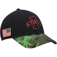 Nike Legacy91 Casquette réglable pour homme Noir/camouflage Iowa State Cyclones Veterans Day 2Tone