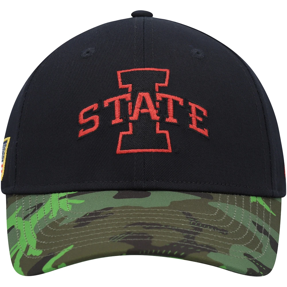 Nike Legacy91 Casquette réglable pour homme Noir/camouflage Iowa State Cyclones Veterans Day 2Tone