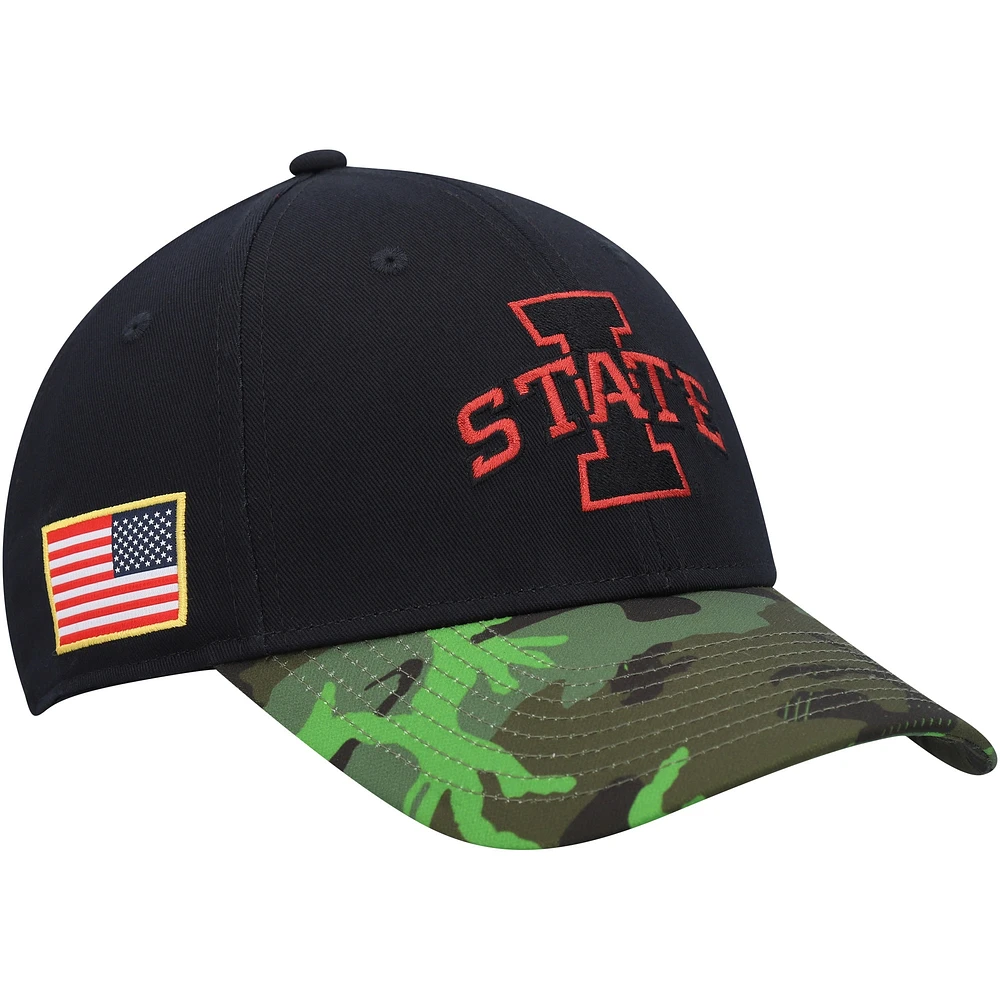 Nike Legacy91 Casquette réglable pour homme Noir/camouflage Iowa State Cyclones Veterans Day 2Tone