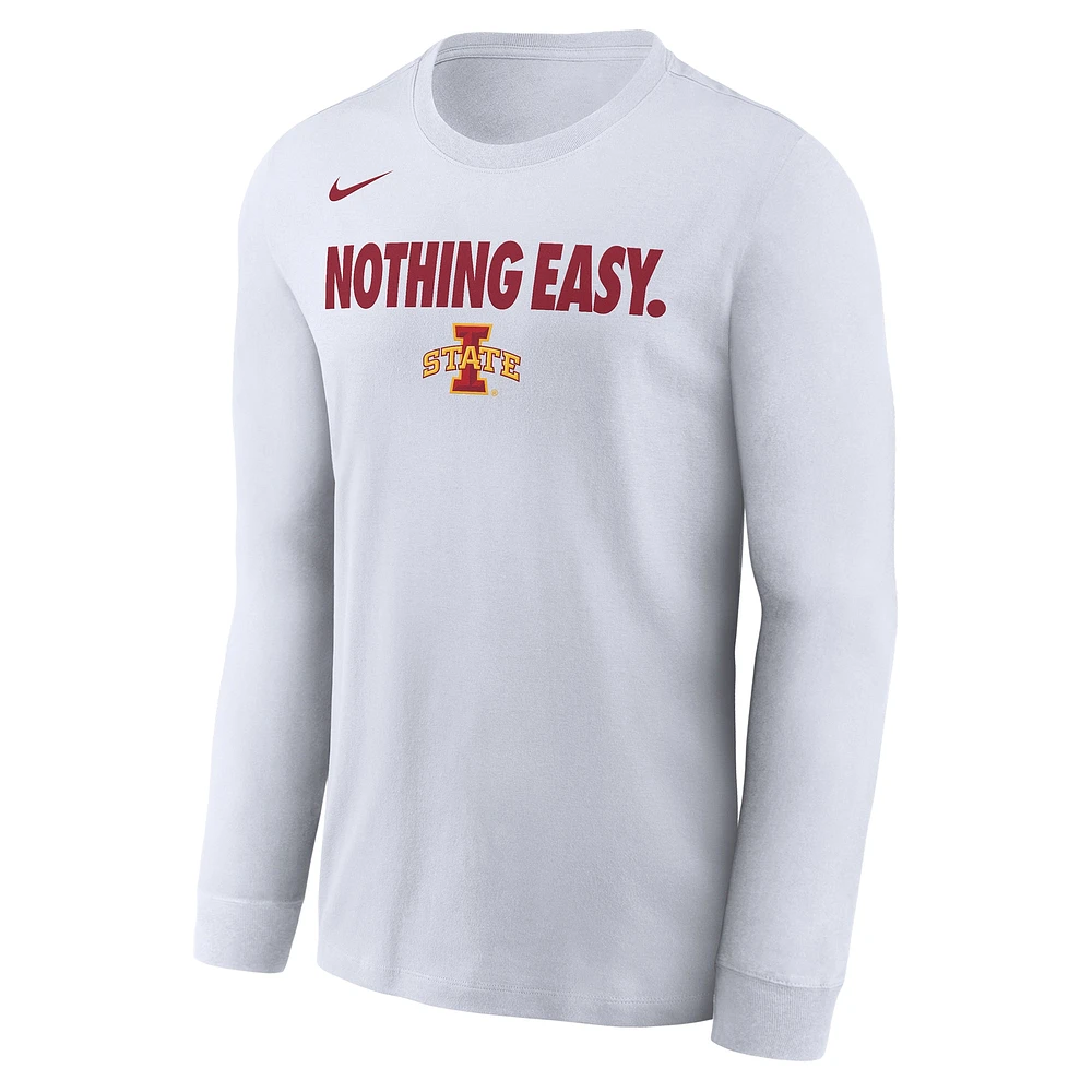 Men's Nike White Iowa State Cyclones 2025 On-Court Bench Long Sleeve T-Shirt