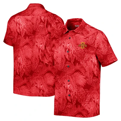 Chemise de camp boutonnée Tommy Bahama Cardinal Iowa State Cyclones Coast luminescent Fronds IslandZone pour hommes