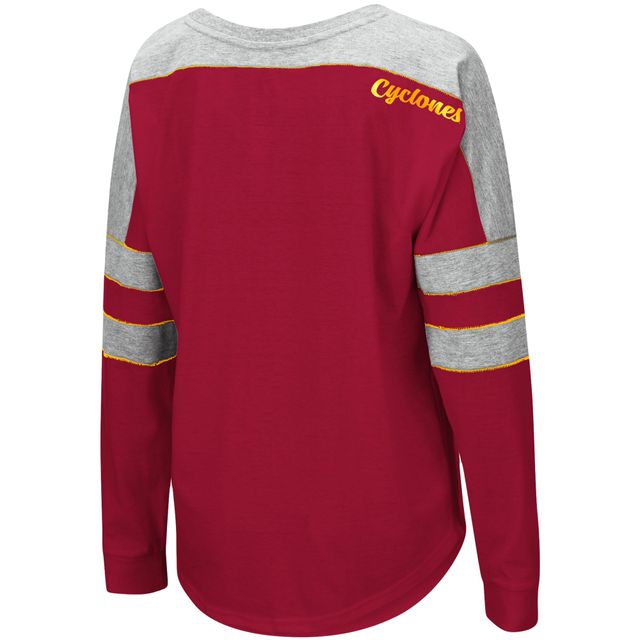 Colosseum Crimson Iowa State Cyclones Trey Dolman T-shirt à manches longues pour femme
