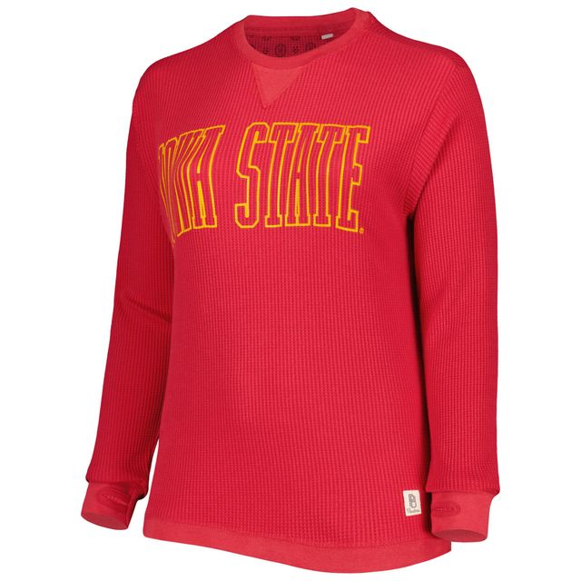 Pressbox Cardinal Iowa State Cyclones Surf T-shirt à manches longues thermique en tricot gaufré Southlawn pour femme
