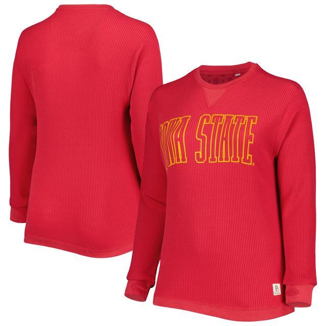 Pressbox Cardinal Iowa State Cyclones Surf T-shirt à manches longues thermique en tricot gaufré Southlawn pour femme