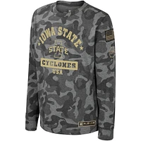 T-shirt à manches longues pour jeunes Colosseum Camo Iowa State Cyclones OHT Appréciation militaire Dark Star