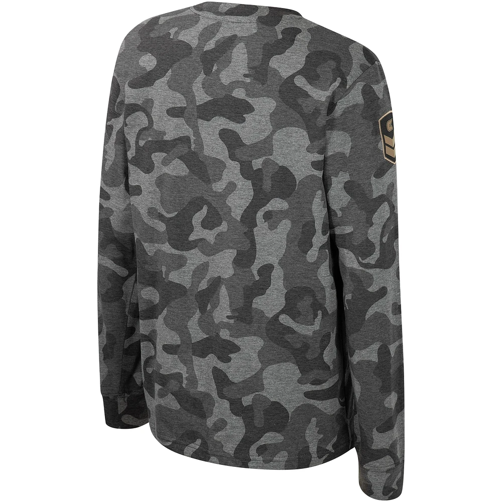 T-shirt à manches longues pour jeunes Colosseum Camo Iowa State Cyclones OHT Appréciation militaire Dark Star