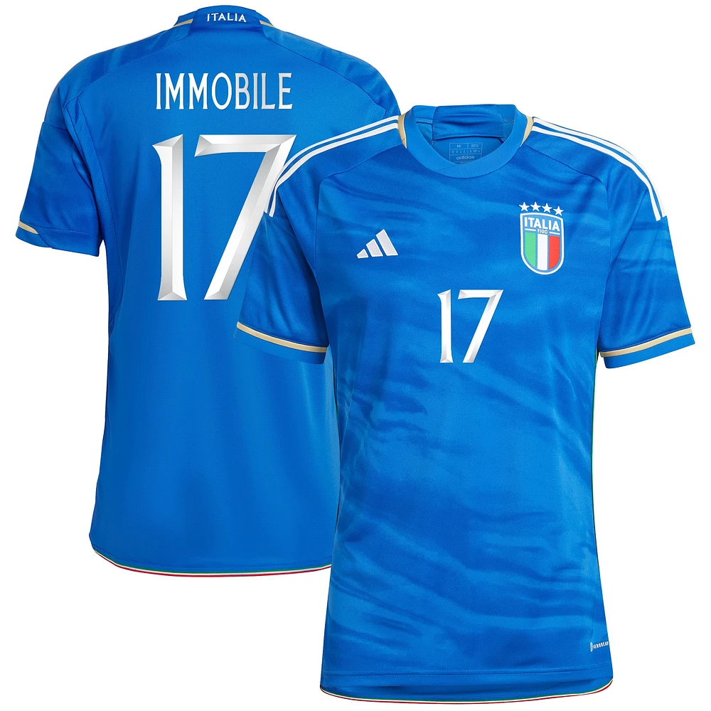 Homme adidas Ciro Immobile Bleu Italie Équipe Nationale 2023/24 Domicile - Maillot Replica Player