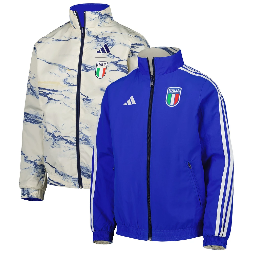 Veste à glissière intégrale Anthem de l'équipe nationale d'Italie adidas bleue pour enfant