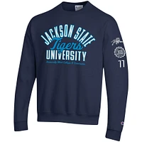 Men's Champion Navy Jackson State Tigers 2-Hit Powerblend Pullover Sweatshirt