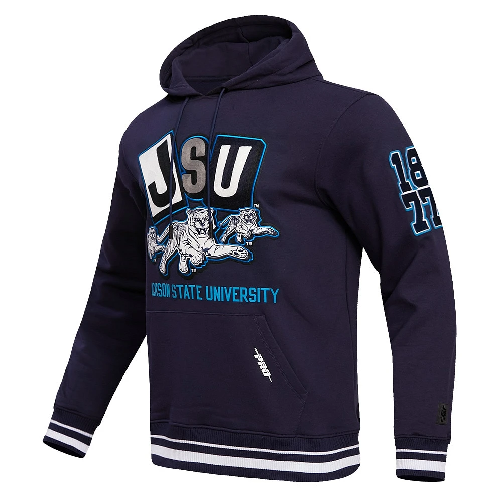 Sweat à capuche en molleton côtelé Pro Standard pour hommes, bleu marine, Jackson State Tigers Homecoming