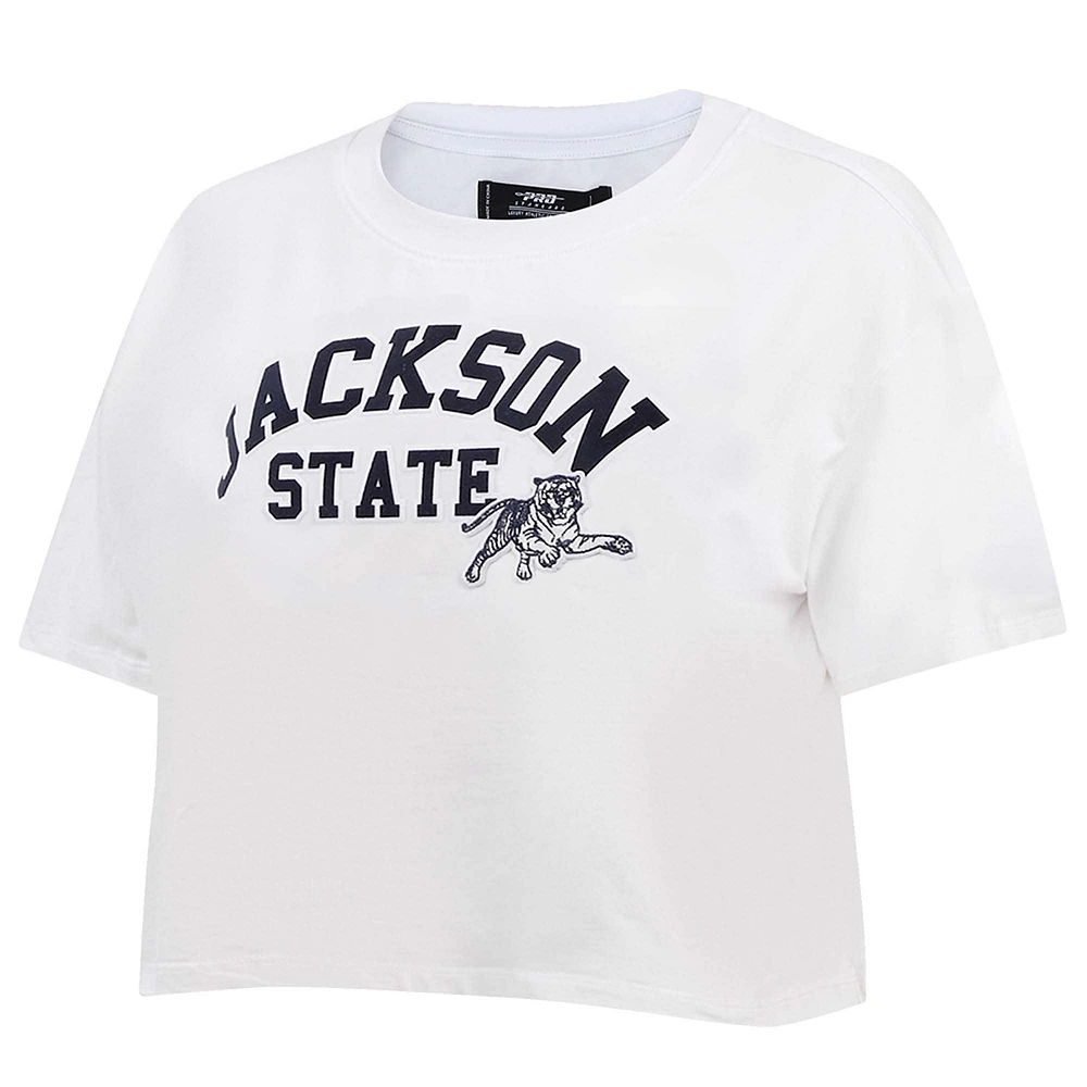 T-shirt court classique à trois coups des Jackson State Tigers Pro Standard pour femme, blanc