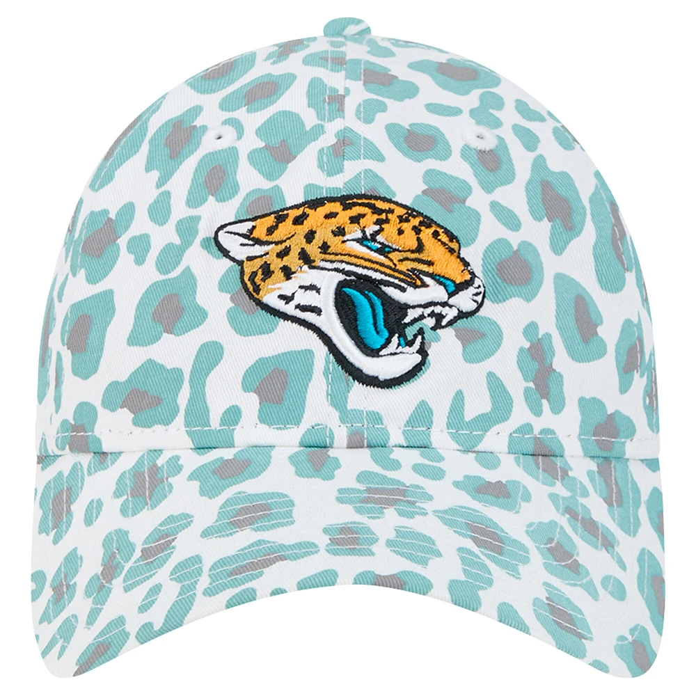 Girls Youth New Era White Jacksonville Jaguars Active Leopard 9TWENTY Adjustable Hat