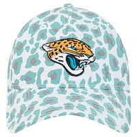 Girls Youth New Era White Jacksonville Jaguars Active Leopard 9TWENTY Adjustable Hat