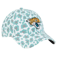 Girls Youth New Era White Jacksonville Jaguars Active Leopard 9TWENTY Adjustable Hat