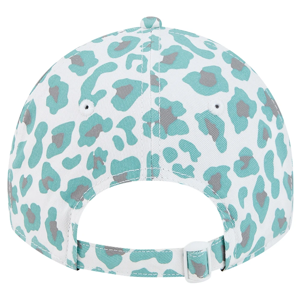 Girls Youth New Era White Jacksonville Jaguars Active Leopard 9TWENTY Adjustable Hat