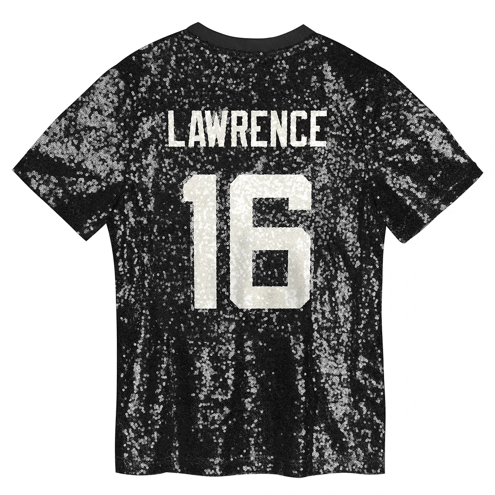 Girls Youth Trevor Lawrence Black Jacksonville Jaguars Sequin V-Neck Fashion Jersey