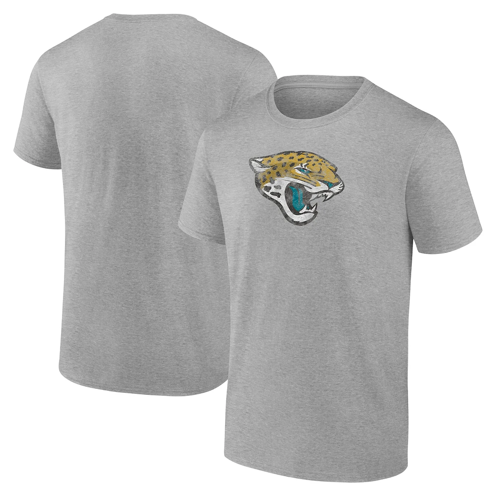 Men's Fanatics  Gray Jacksonville Jaguars Distressed Throwback Logo T-Shirt
