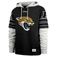 Men's '47 Black Jacksonville Jaguars Double Header Blitz Cornerback Pullover Hoodie