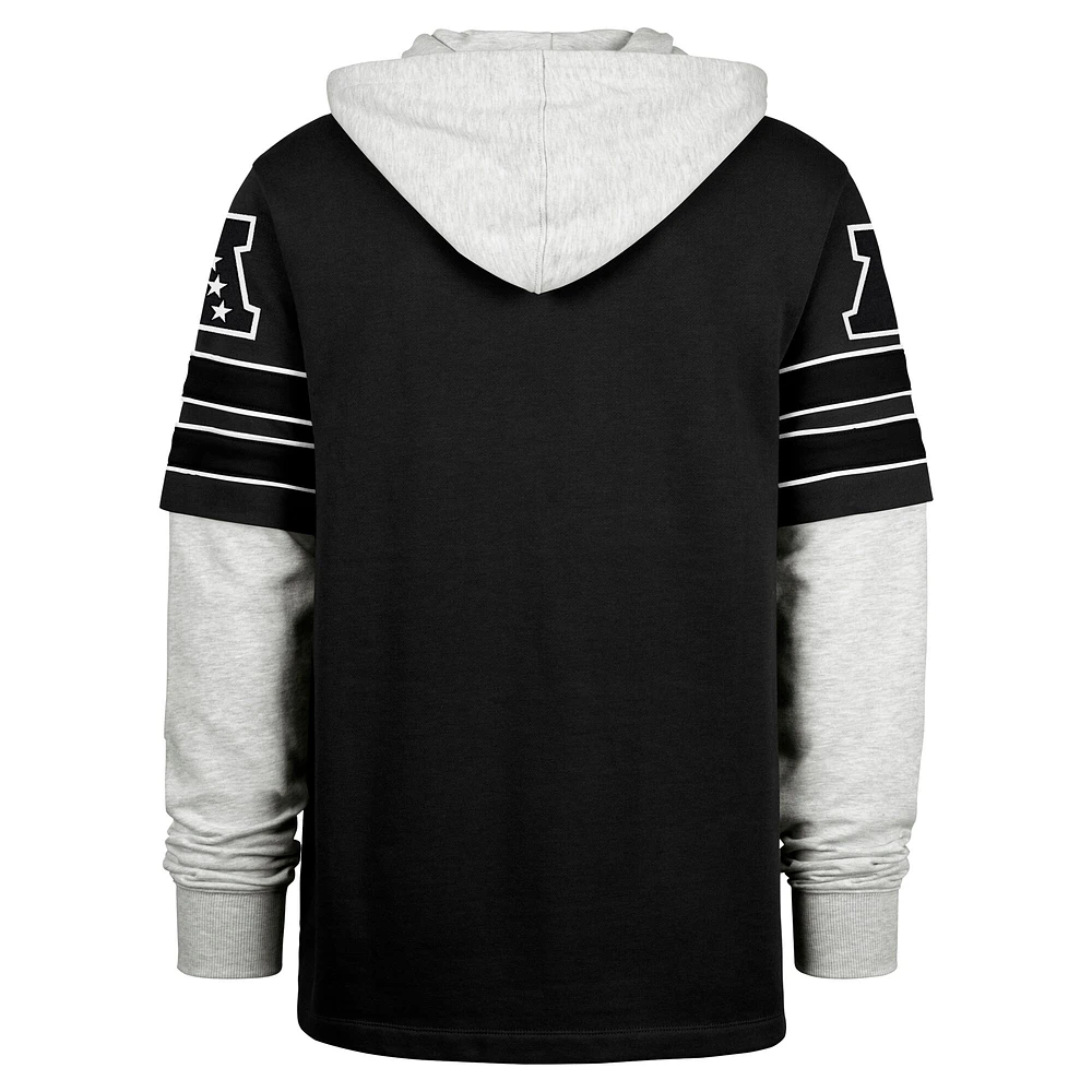 Men's '47 Black Jacksonville Jaguars Double Header Blitz Cornerback Pullover Hoodie