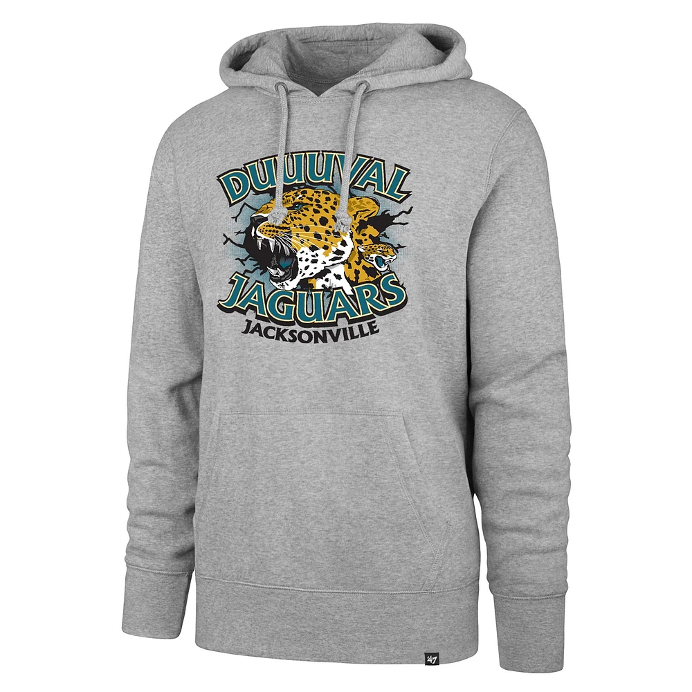 Men's '47 Gray Jacksonville Jaguars DUUUVAL Regional Headline Pullover Hoodie