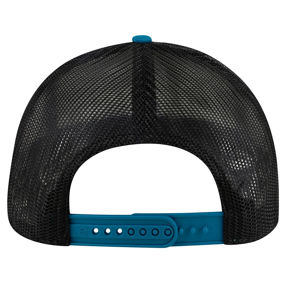 Men's '47 White/Teal Jacksonville Jaguars Stack Line Hitch Trucker Adjustable Hat