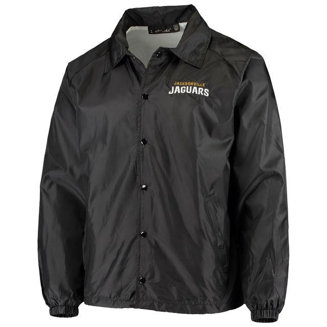 Veste coupe-vent raglan classique à boutons-pression pour homme Jacksonville Jaguars Coaches noire