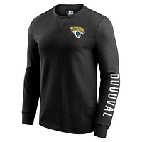 Men's Darius Rucker Collection by Fanatics Black Jacksonville Jaguars Washed Waffle-Knit Long Sleeve T-Shirt