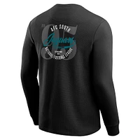 Men's Darius Rucker Collection by Fanatics Black Jacksonville Jaguars Washed Waffle-Knit Long Sleeve T-Shirt