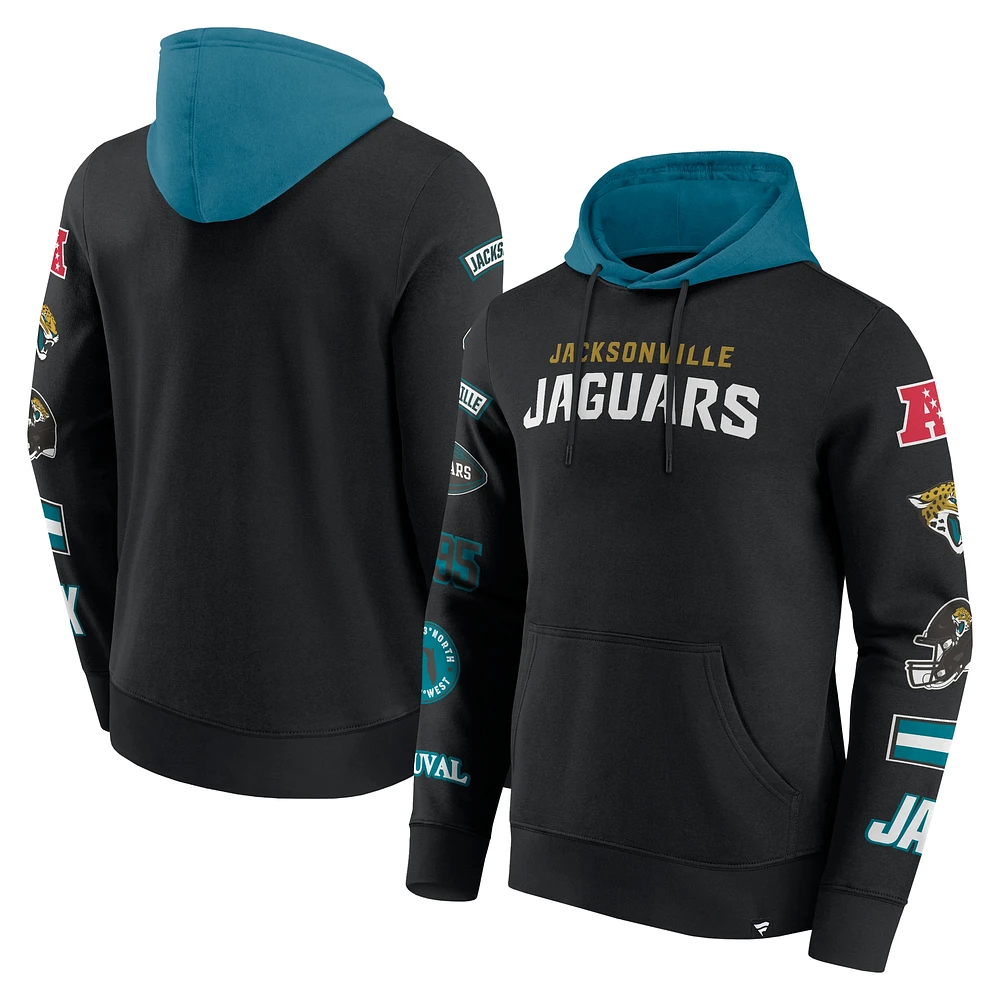 Men's Fanatics Black/Teal Jacksonville Jaguars Patched Out Pullover Hoodie