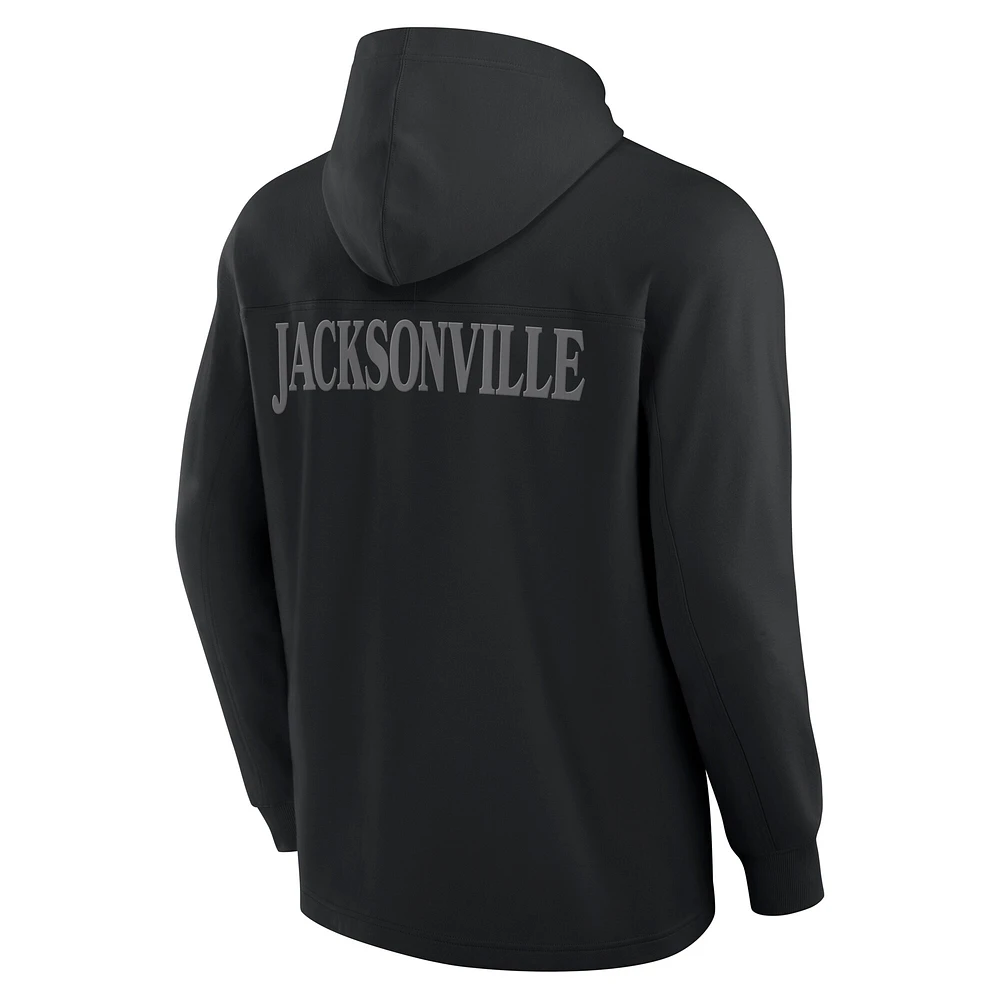 Men's Fanatics Black Jacksonville Jaguars Elements Blaze Tri-Blend Long Sleeve Hoodie T-Shirt