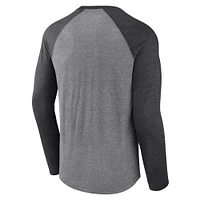 Men's Fanatics Heather Gray/Charcoal Jacksonville Jaguars Tri-Blend Raglan Long Sleeve T-Shirt