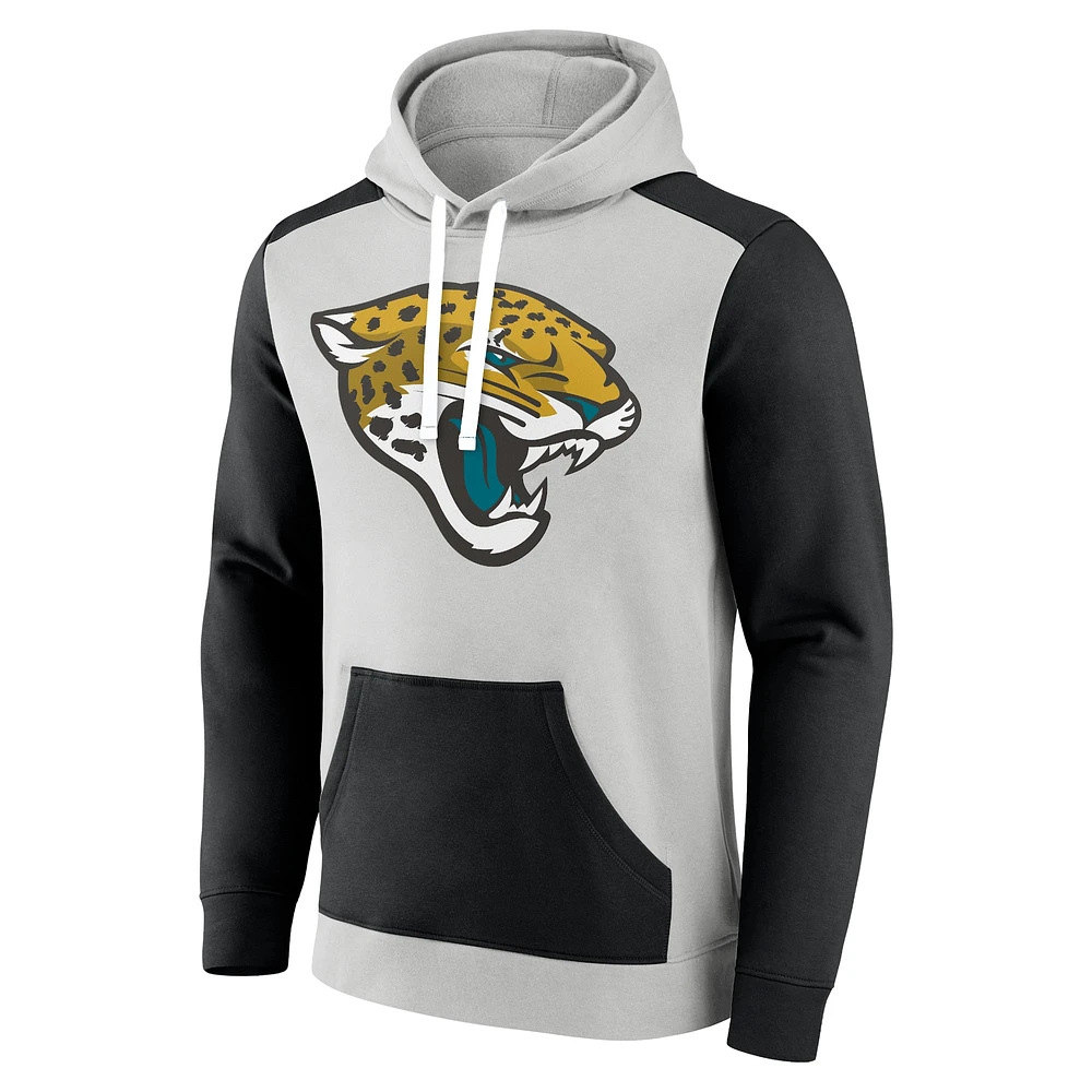 Men's Fanatics Silver/Black Jacksonville Jaguars Big & Tall Team Fleece Pullover Hoodie