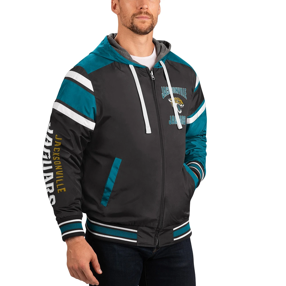 Men's G-III Sports by Carl Banks Gray/Black Jacksonville Jaguars Extreme Full Back Reversible Hoodie Full-Zip Jacket