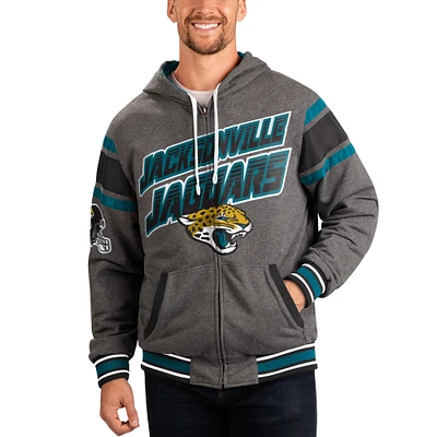 G-III Sports by Carl Banks pour homme Noir/Gris Jacksonville Jaguars Extreme Full Back Sweat à capuche réversible Full-Zip Jacket