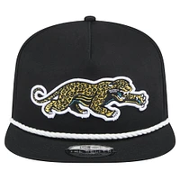 Men's New Era  Black Jacksonville Jaguars Throwback Crawl Lockup Golfer Snapback Hat