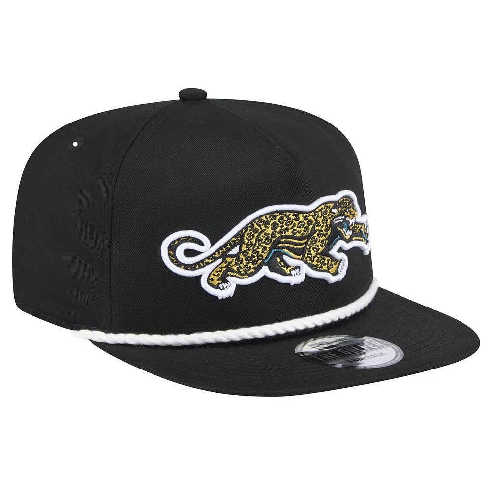 Men's New Era  Black Jacksonville Jaguars Throwback Crawl Lockup Golfer Snapback Hat