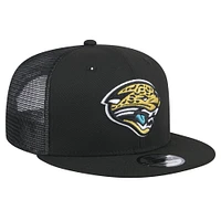Men's New Era  Black Jacksonville Jaguars Throwback Logo Shade Trucker 9FIFTY Snapback Hat